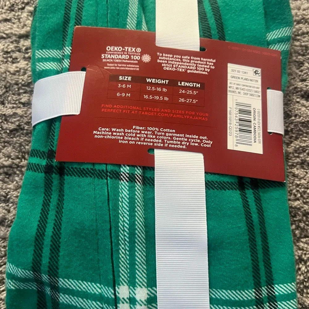 2 pair pajama green plain holiday tree